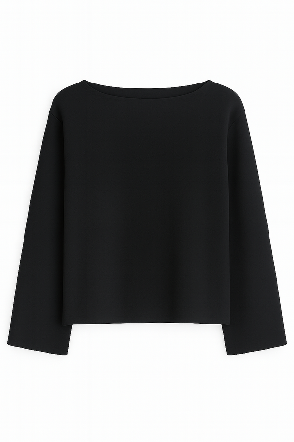 Blusa Decote Costas Em Tricot Preto