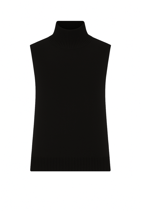 Blusa Sem Mangas Gola Alta Preto