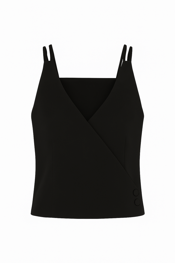 Blusa Linho Puro Alça Dupla Preto