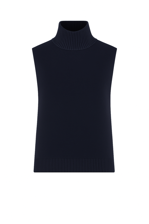 Blusa Sem Mangas Gola Alta Purple Blue