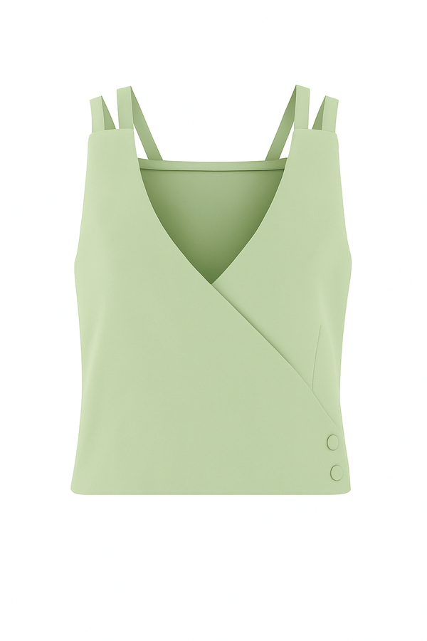 Blusa Linho Puro Alça Dupla Verde Claro