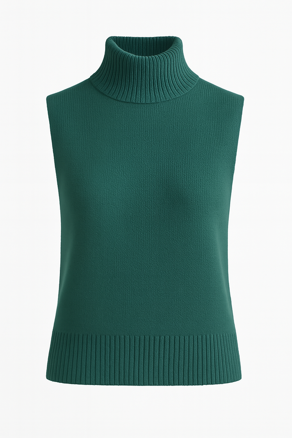 Blusa Sem Mangas Gola Alta Verde Esmeralda