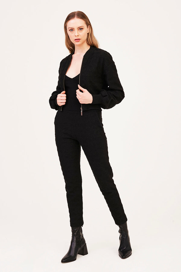 Jaqueta Bomber Em Tricot Tweed