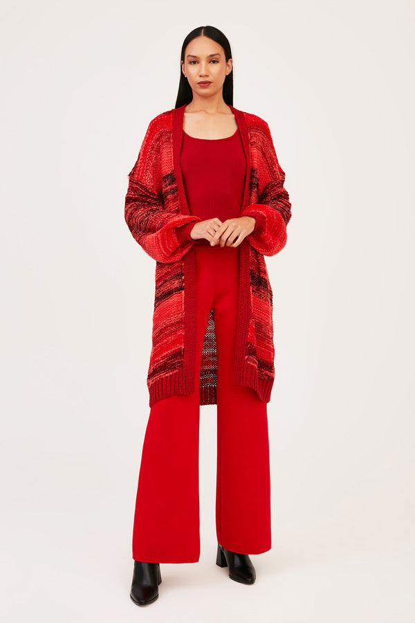 Casaco Em Tricot Mescla Listras Lava