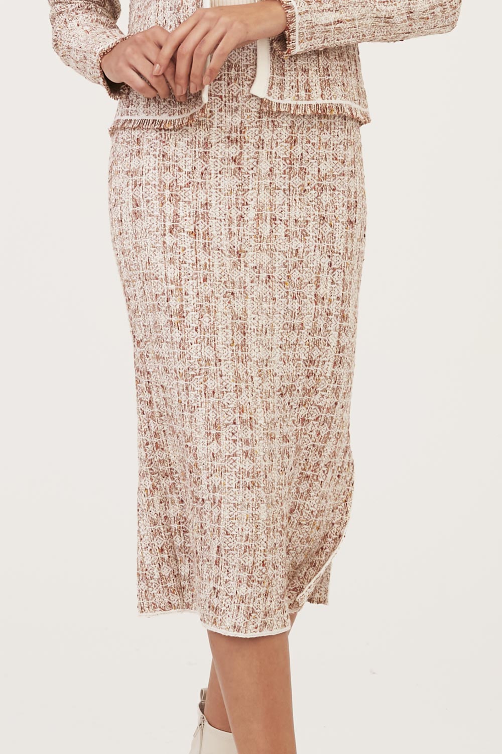 Saia Lápis Em Tricot Jacquard