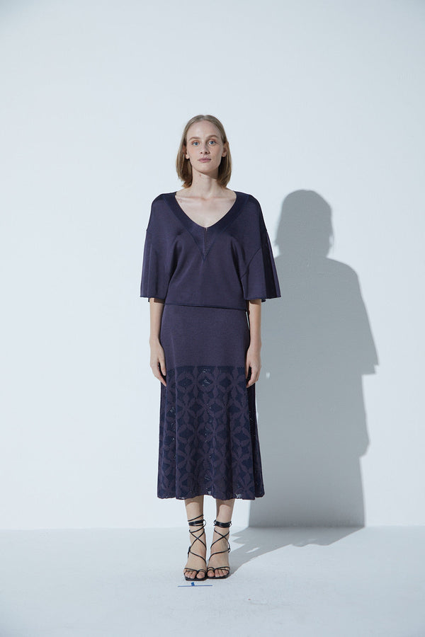 Saia Em Tricot Cobogó Azul