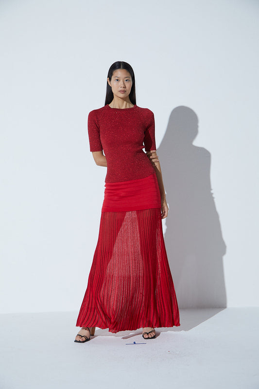 Blusa Slim Rib Lurex Vermelho