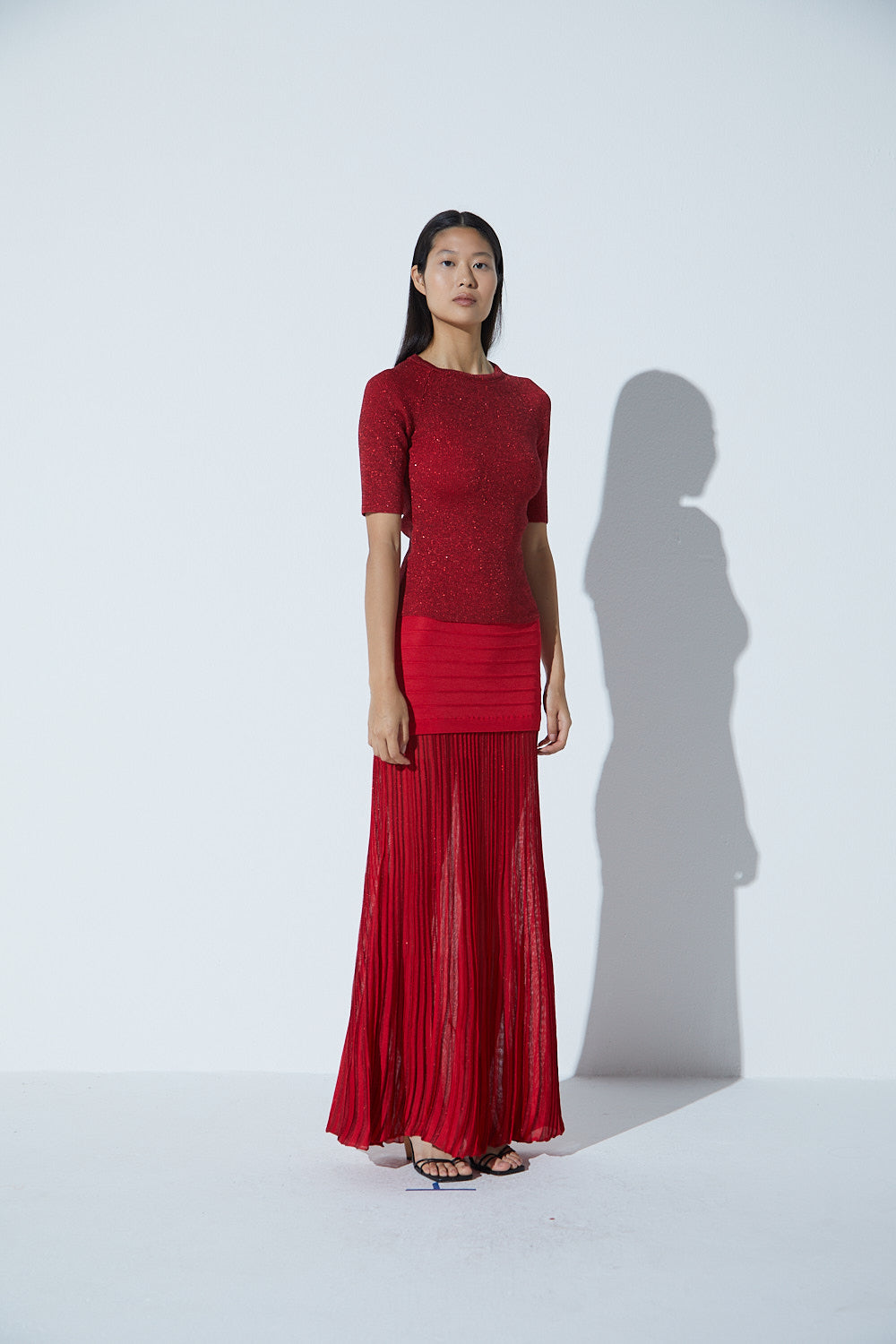 Blusa Slim Rib Lurex Vermelho