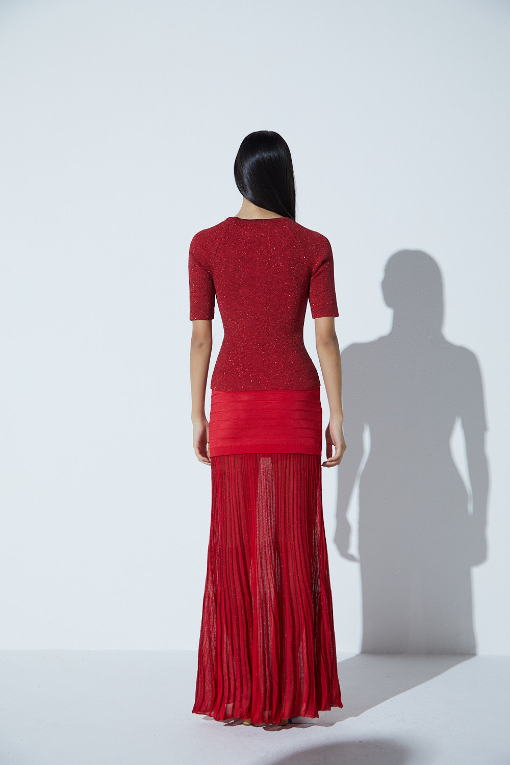 Blusa Slim Rib Lurex Vermelho