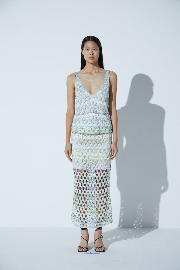 Regata Em Tricot Telado  Multicolor Verde