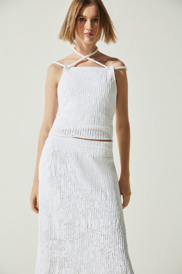 Regata Em Tricot Rendado Floral