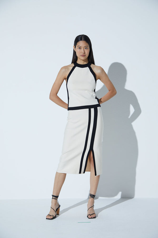 Saia Em Tricot Com Listras Relevo Ninive