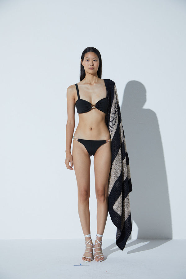 Biquini Em Tricot Rayon Detalhe Lateral Preto