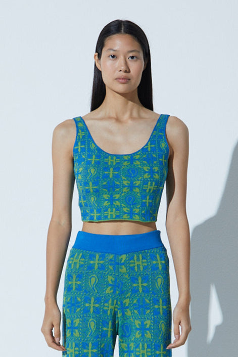 Top Em Tricot Azul