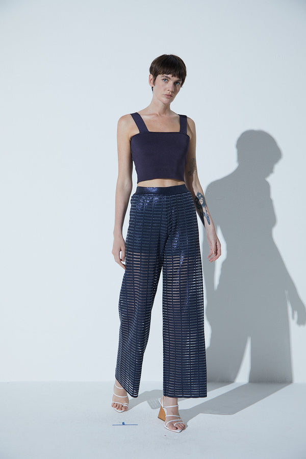 Top Em Tricot Cobogó Azul Marinho