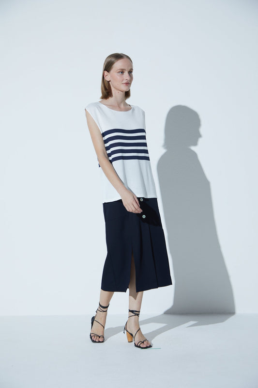 Blusa Sem Mangas Com Listras Tricot