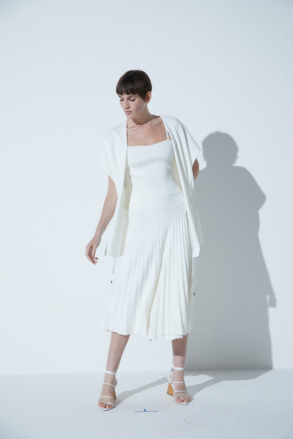 Colete Em Tricot Com Amarração Off-White