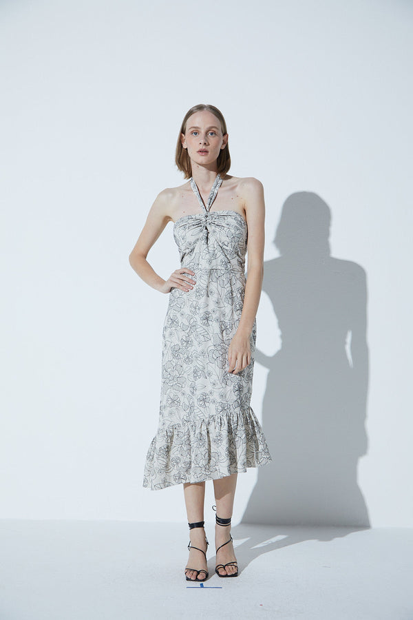 Vestido Frente Única Com Babado Em Tecido