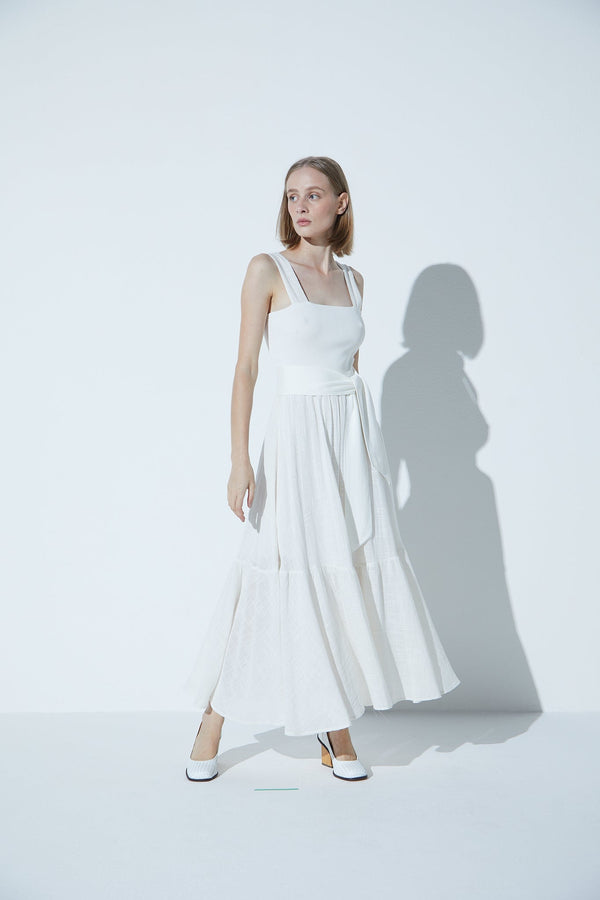 Vestido Maria Busto Em Tricot Off-White