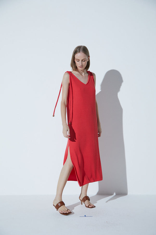 Vestido Longo Reto Wavy Vermelho