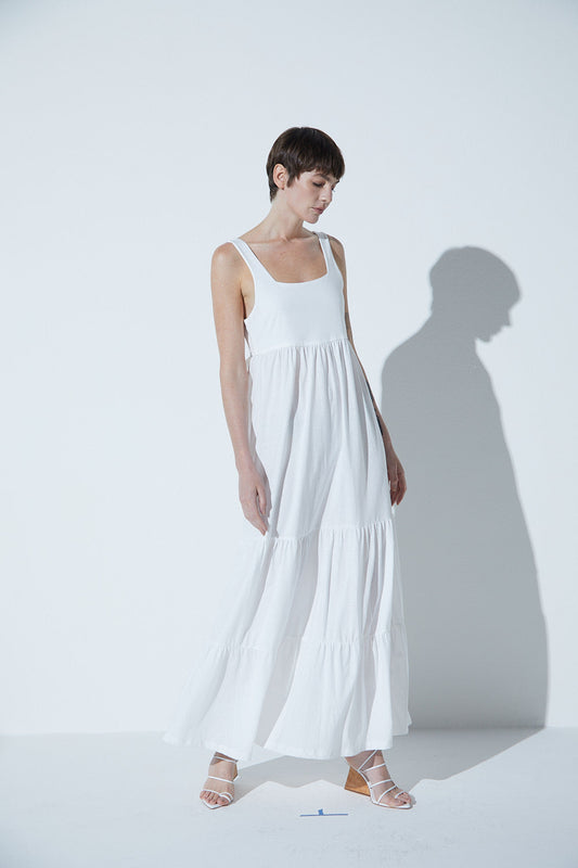 Vestido Longo Maria Paper Off-White