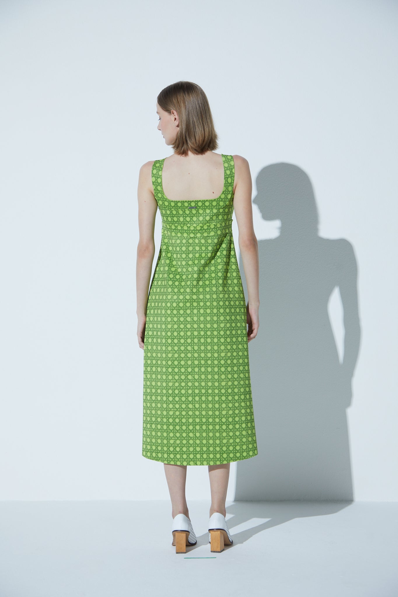 Vestido Decote Estampado Verde