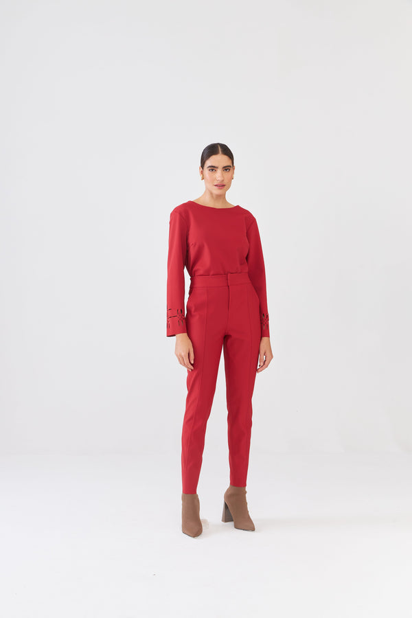 Calça Slim Friso Central Mineral Red