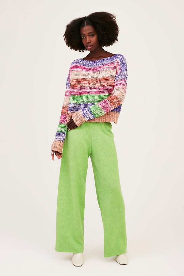 Calça Em Tricot Com Cós Canelado Jasmine